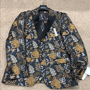 Paisley & Gray Men's formal Blazer - Black and Gold Floral